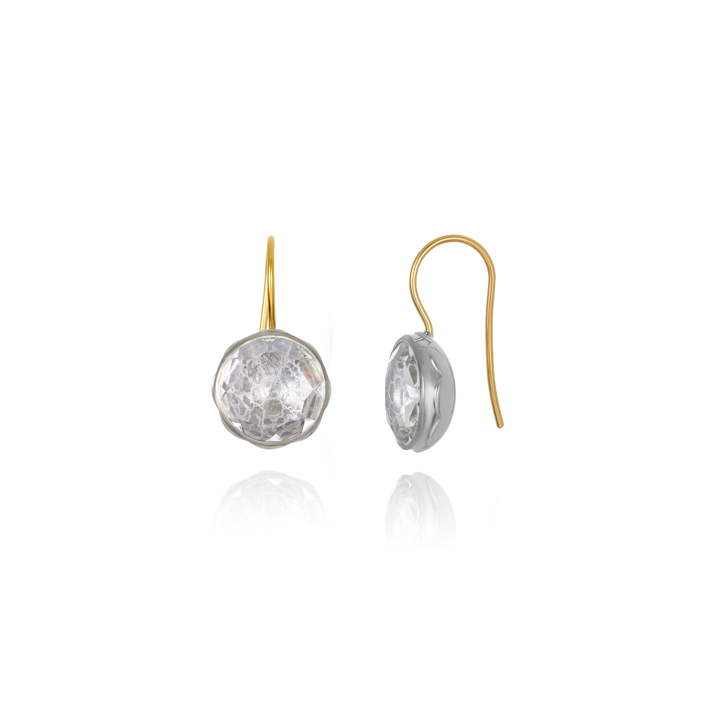 L&H Bride Button Earrings in Veil (White Rhodium or Yellow Gold Wash)