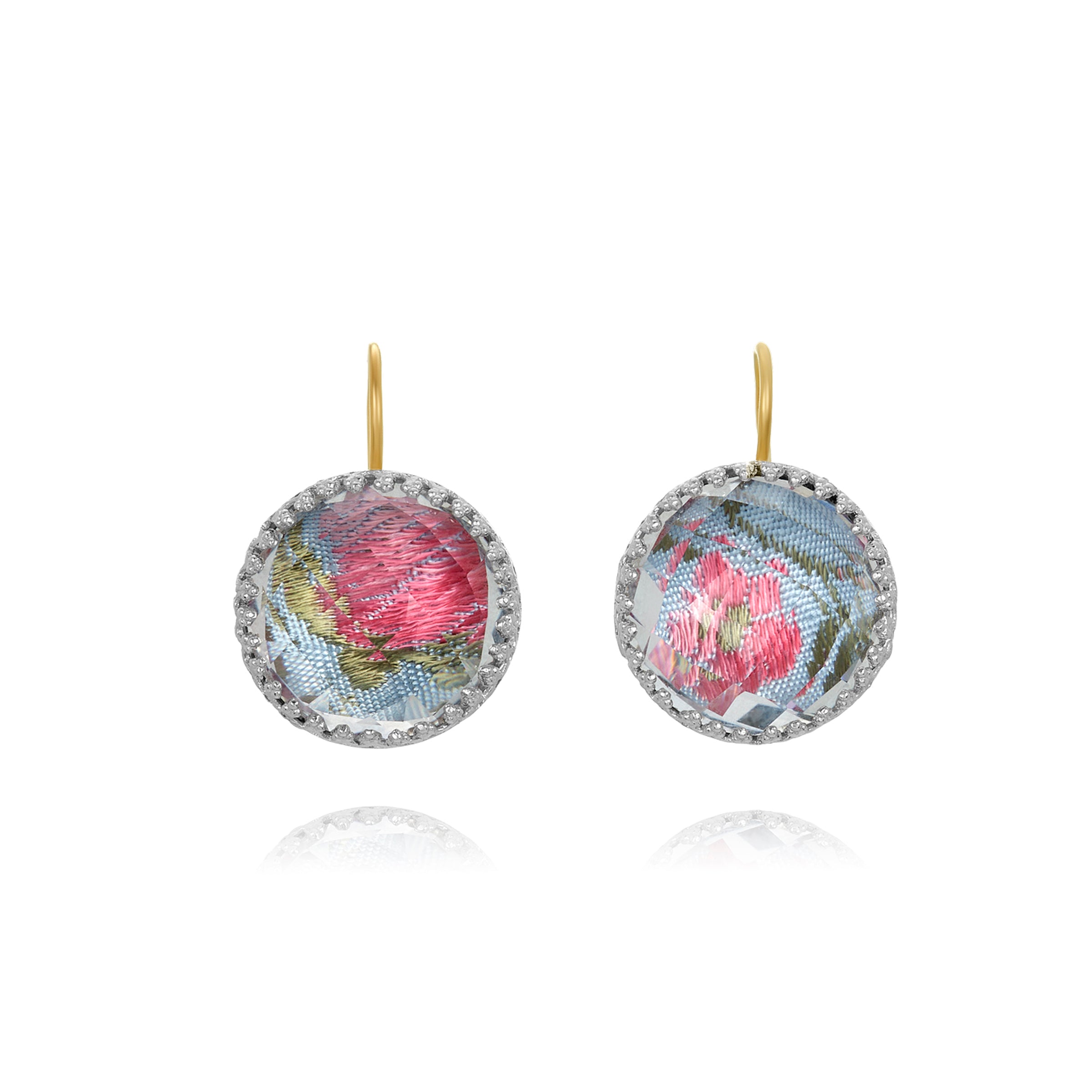 The Ribbon Collection Olivia Button Earrings (White Rhodium or Yellow Gold Wash)