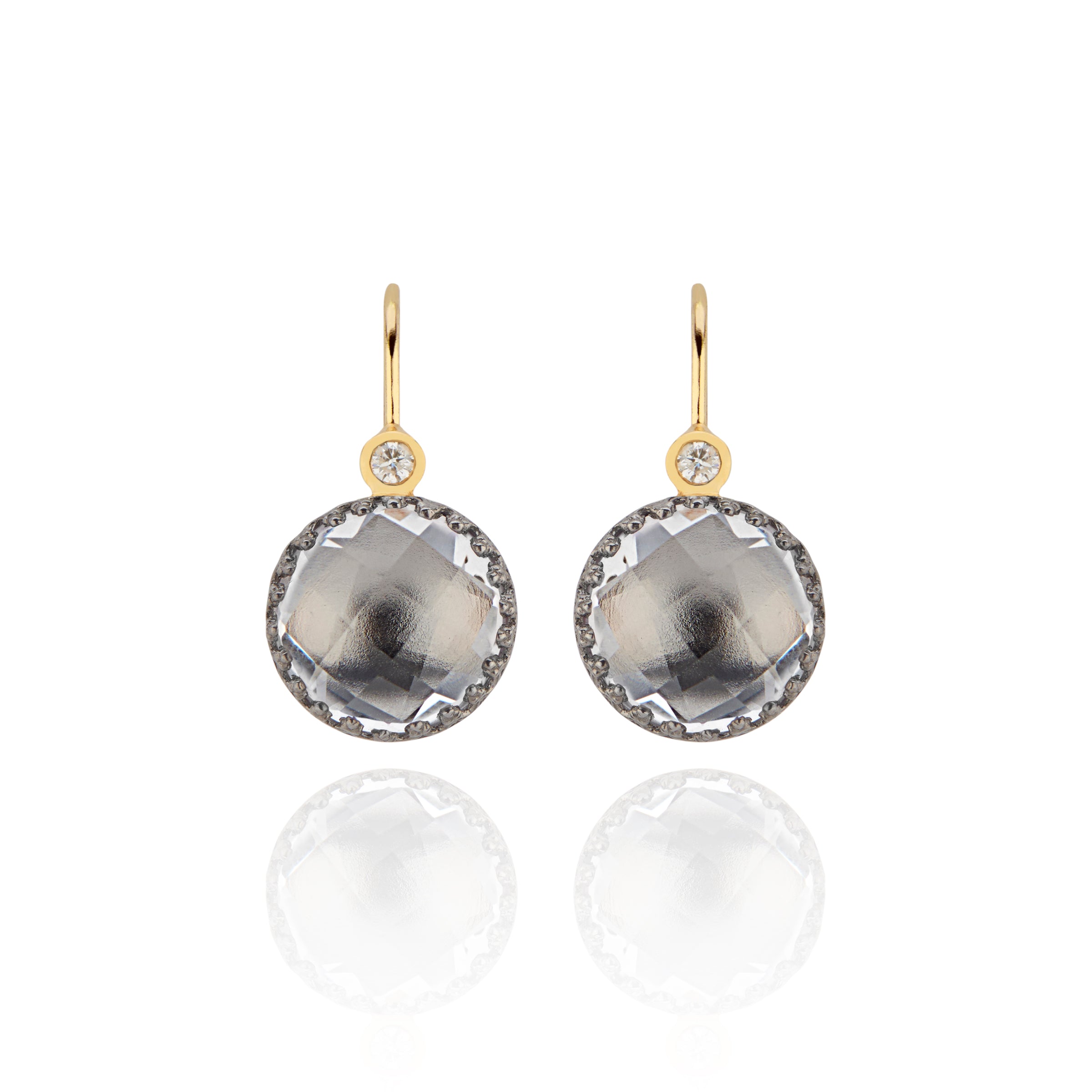 Small Olivia Button Diamond Earrings (Black Rhodium Wash)