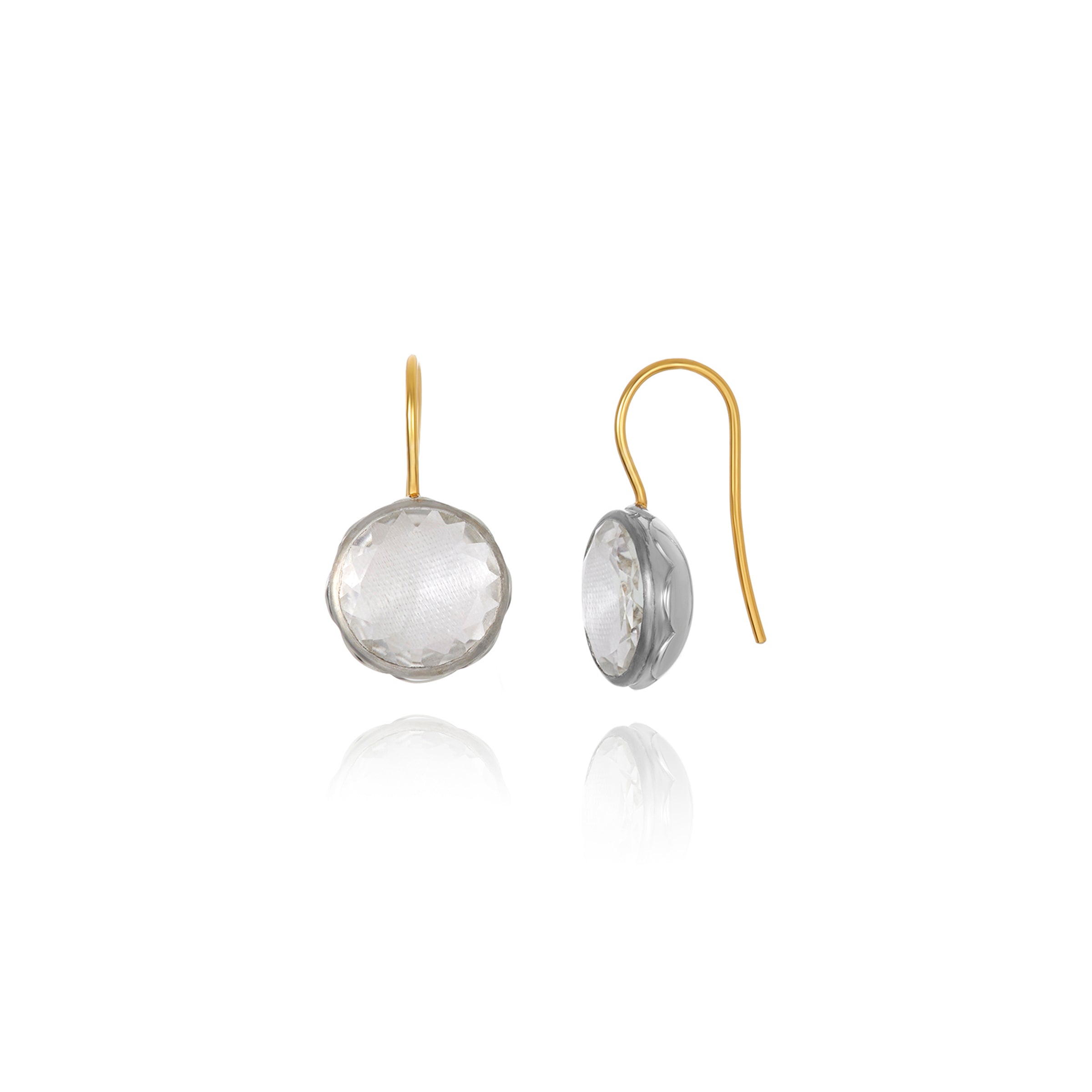 L&H Bride Button Earrings in Porcelain (White Rhodium Wash)