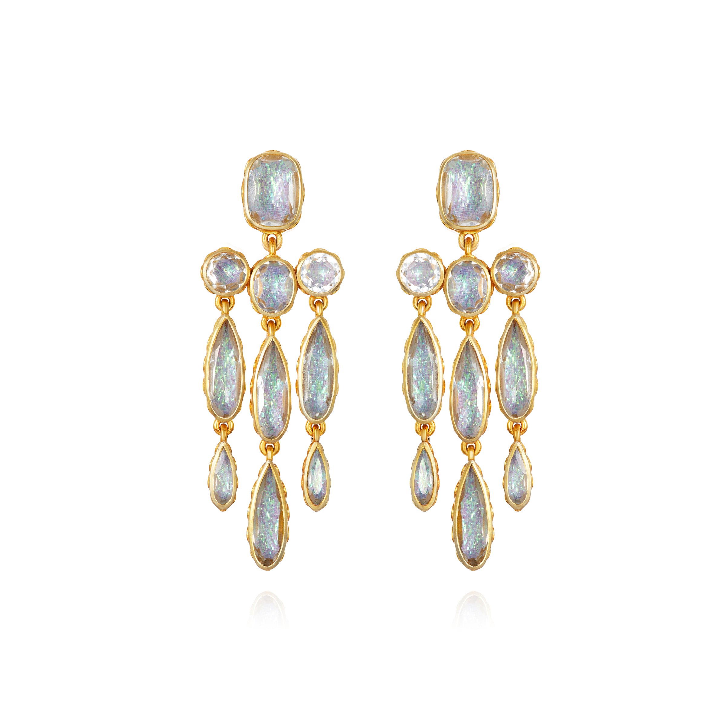 L&H Bride Long Girandole Earrings in Bliss (White Rhodium or Yellow Gold Wash)