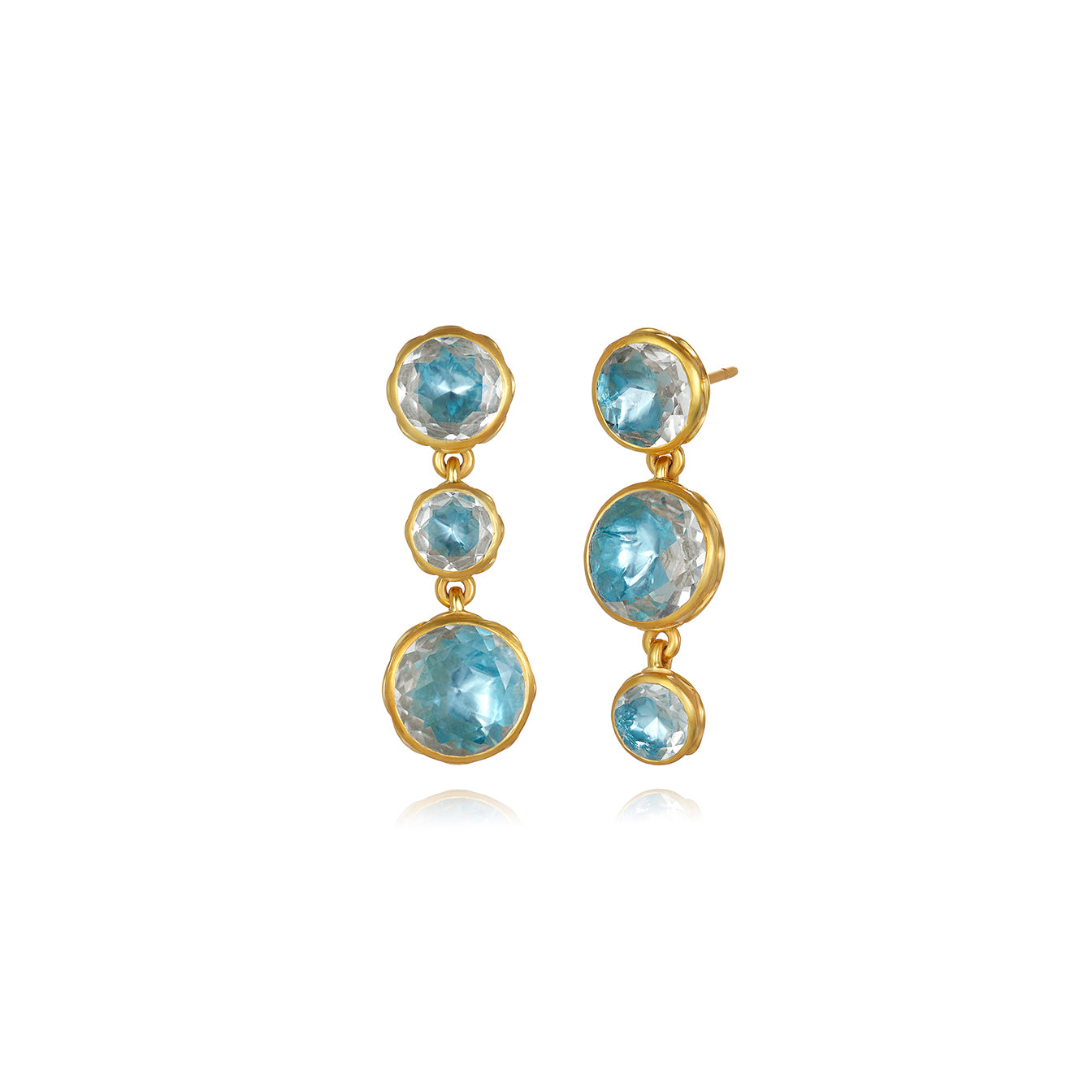 Catherine Round 3-Drop Earrings (Black Rhodium or Yellow Gold Wash)