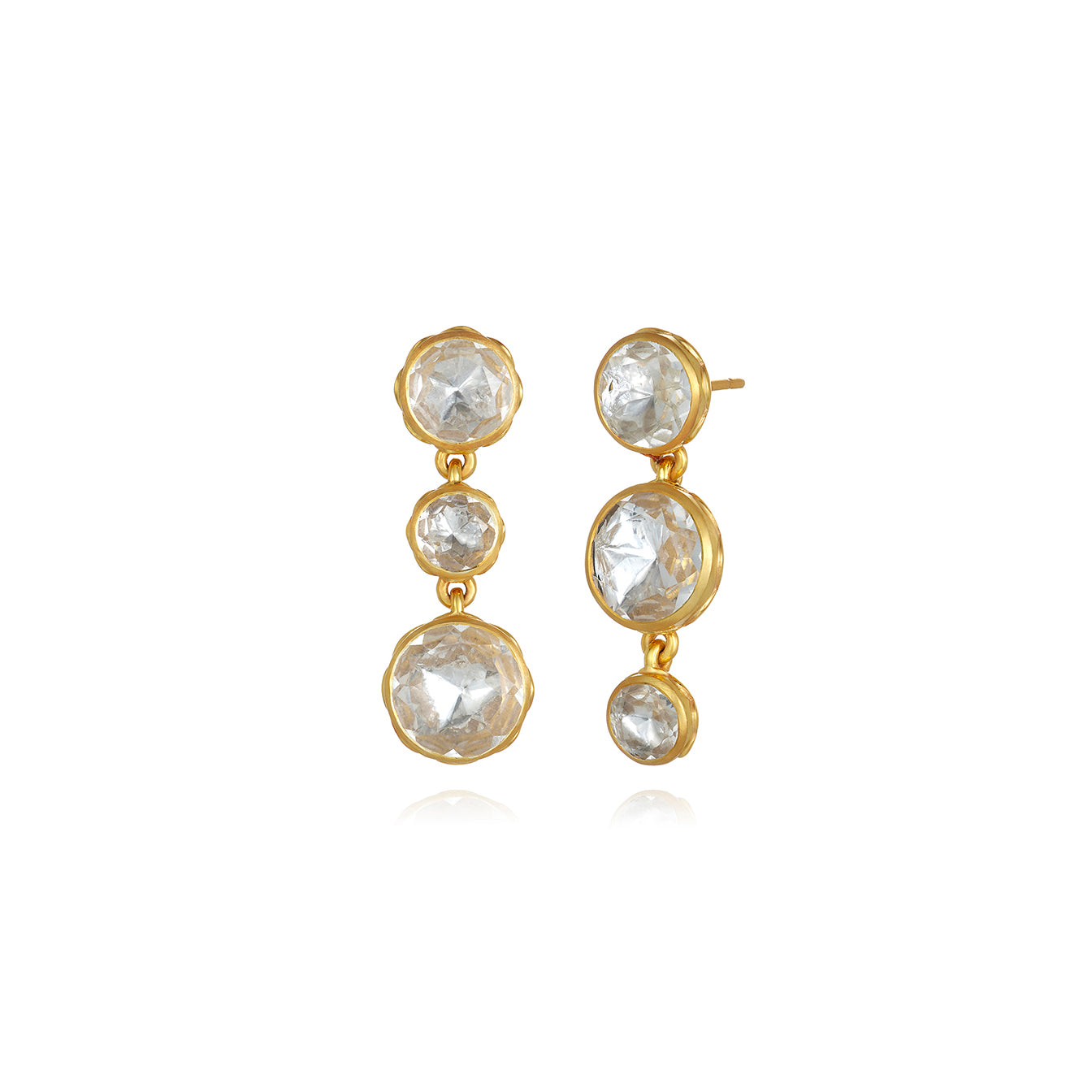 Catherine Round 3-Drop Earrings (Black Rhodium or Yellow Gold Wash)
