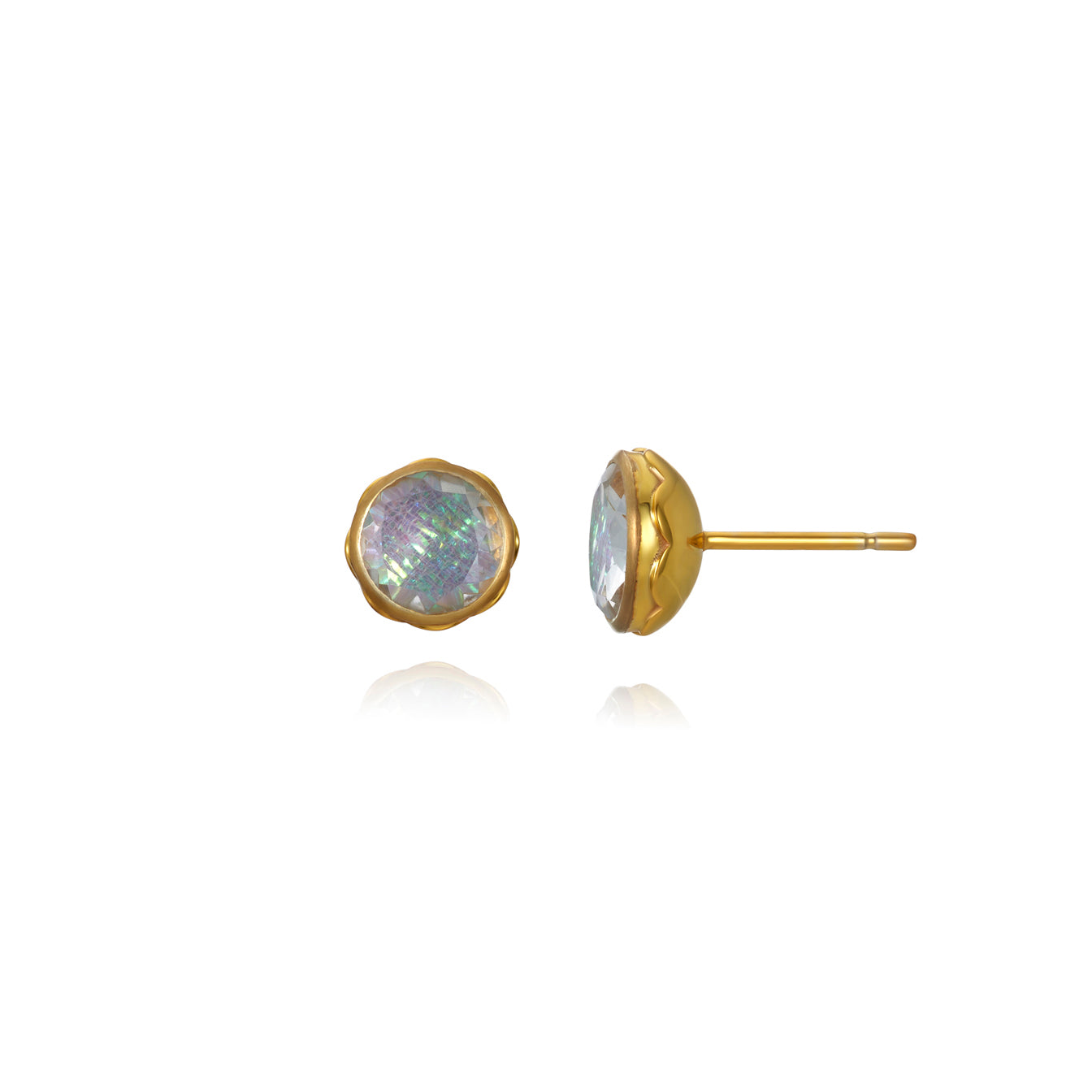 L&H Bride Round Stud Earrings in Bliss (White Rhodium or Yellow Gold Wash)