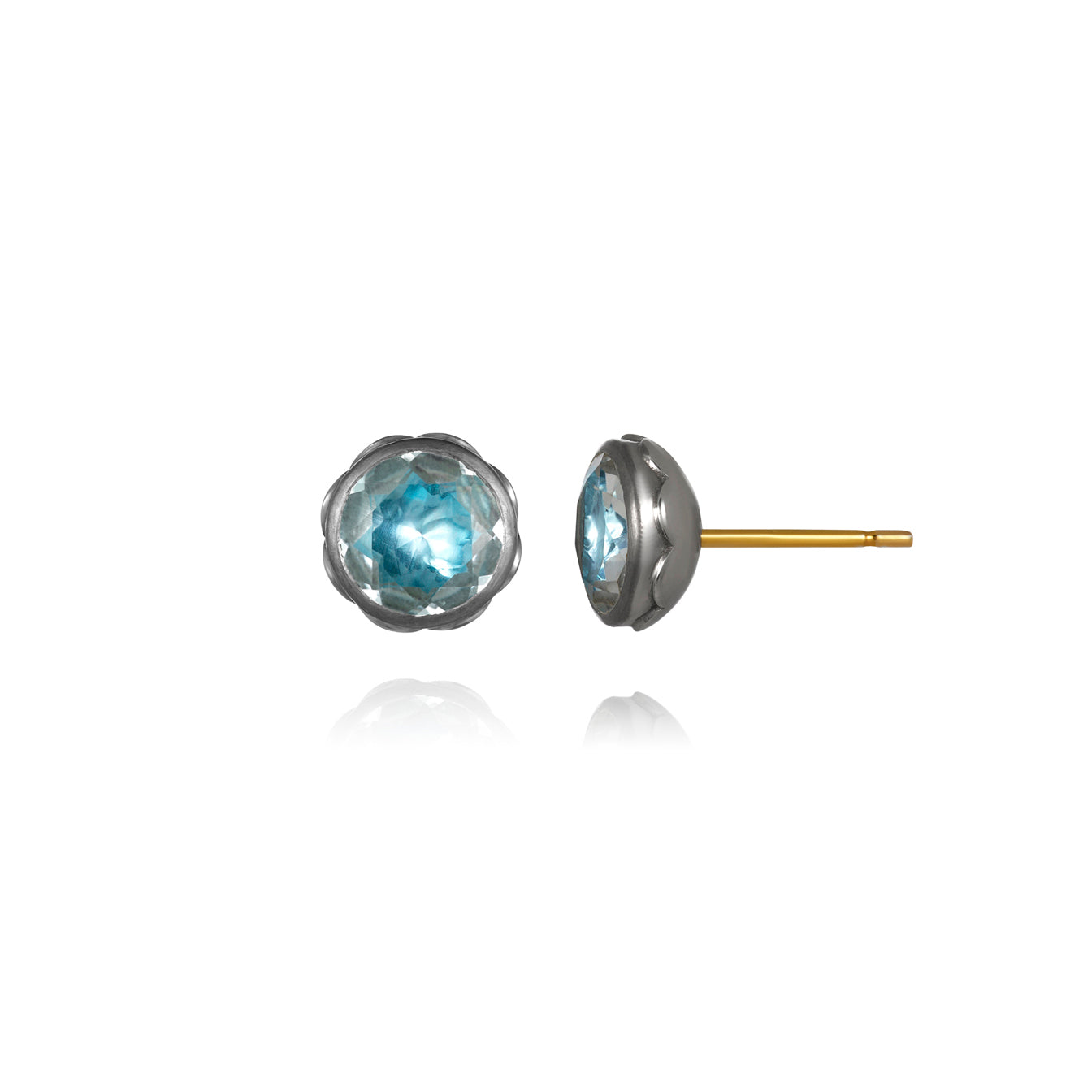 Catherine Round Stud Earrings (Black Rhodium or Yellow Gold Wash)