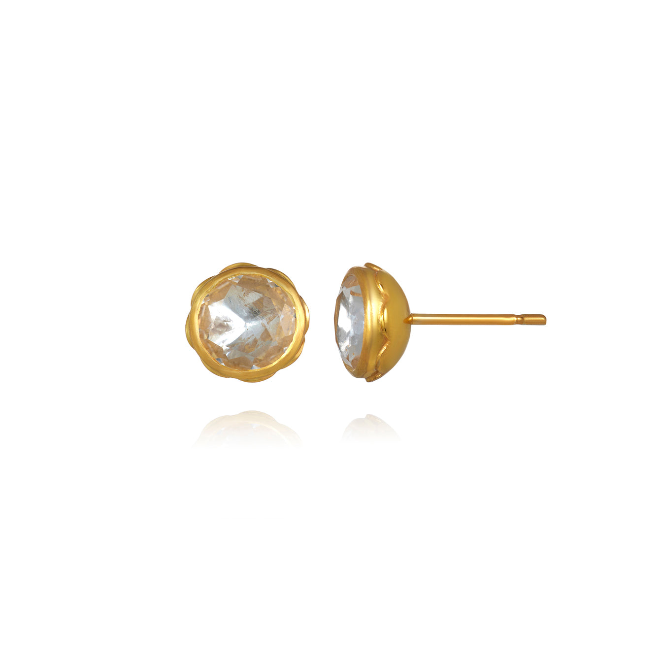 Catherine Round Stud Earrings (Black Rhodium or Yellow Gold Wash)