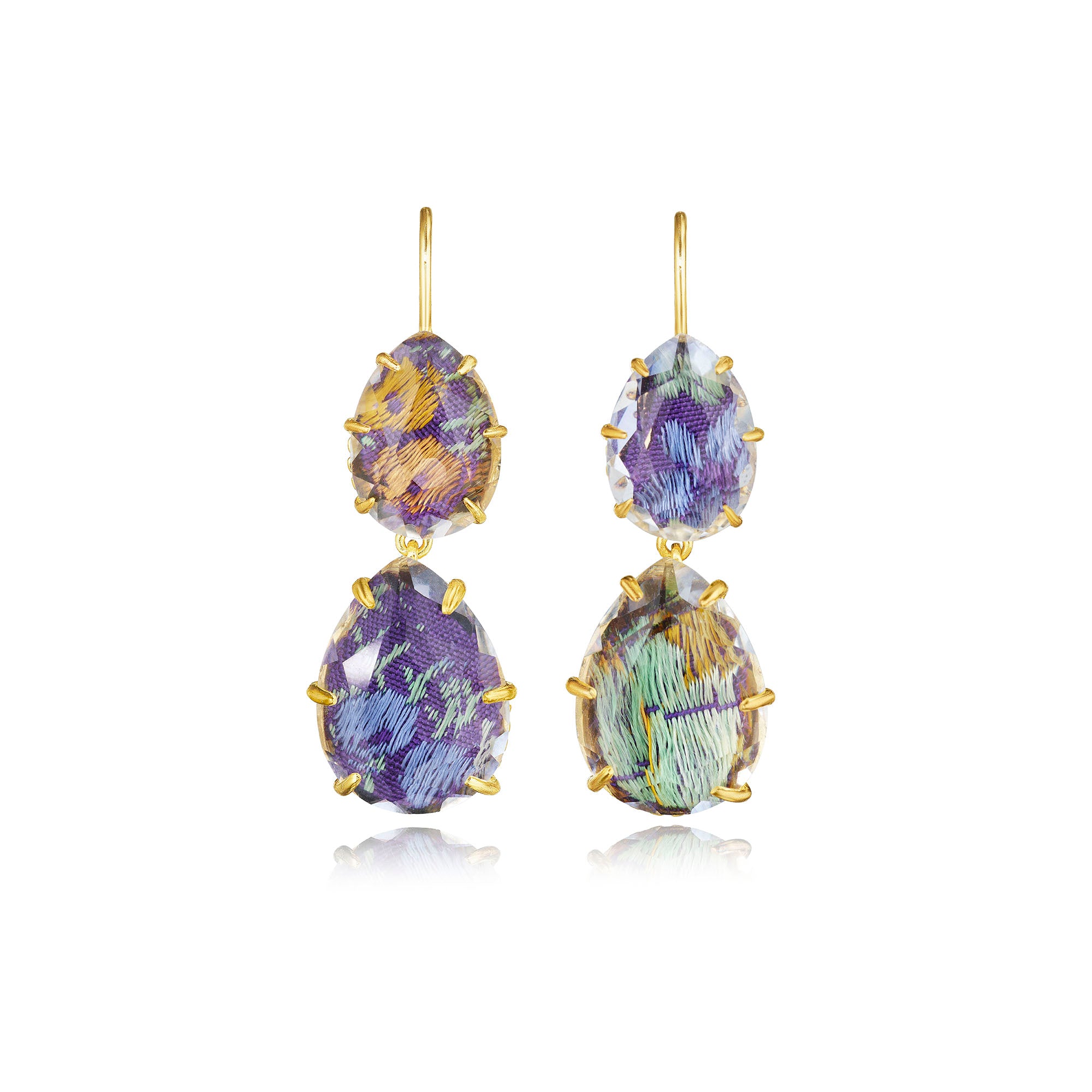 Tapestry Caterina Large Double Drop Earrings (Black Rhodium or Yellow Gold Wash)