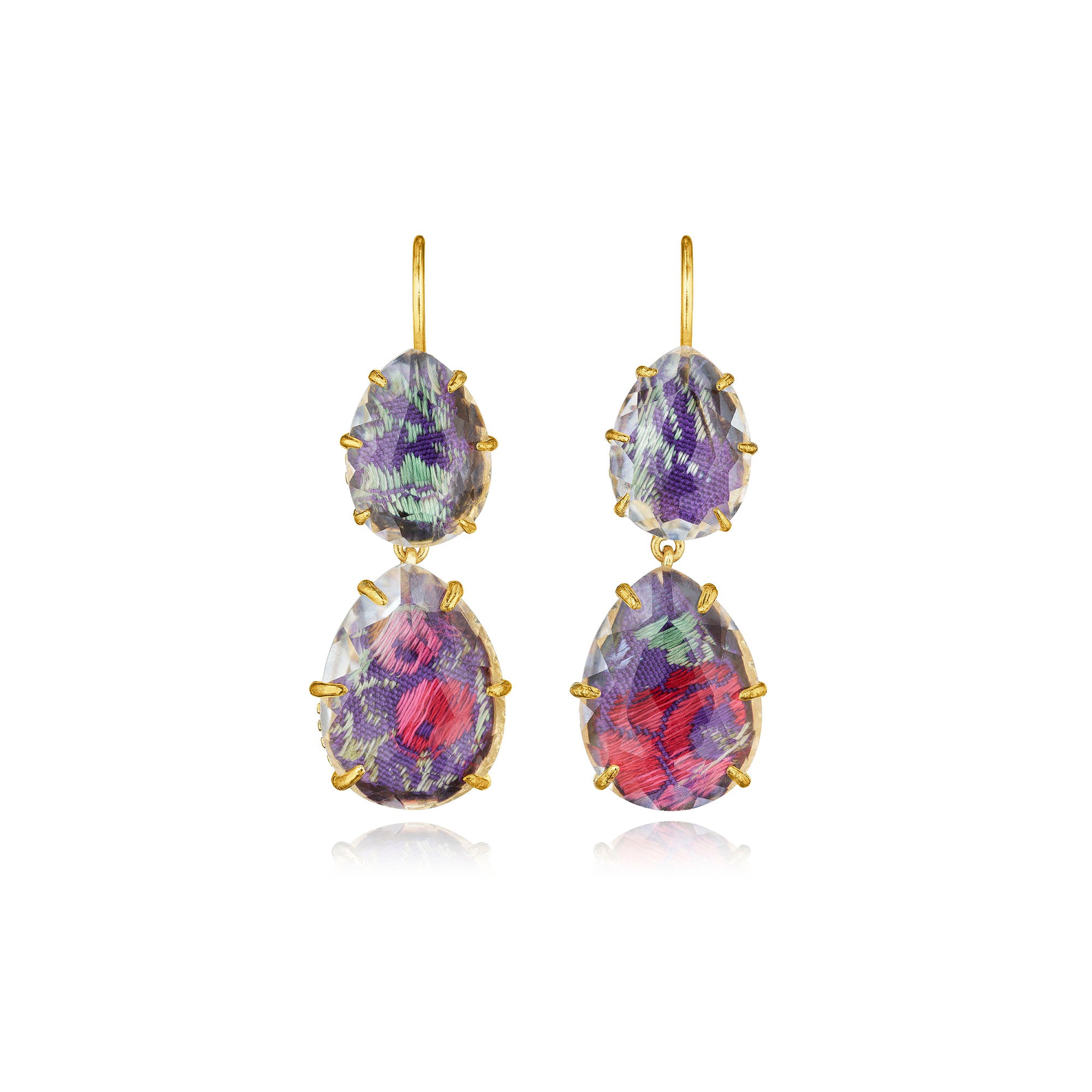 Tapestry Caterina Large Double Drop Earrings (Black Rhodium or Yellow Gold Wash)