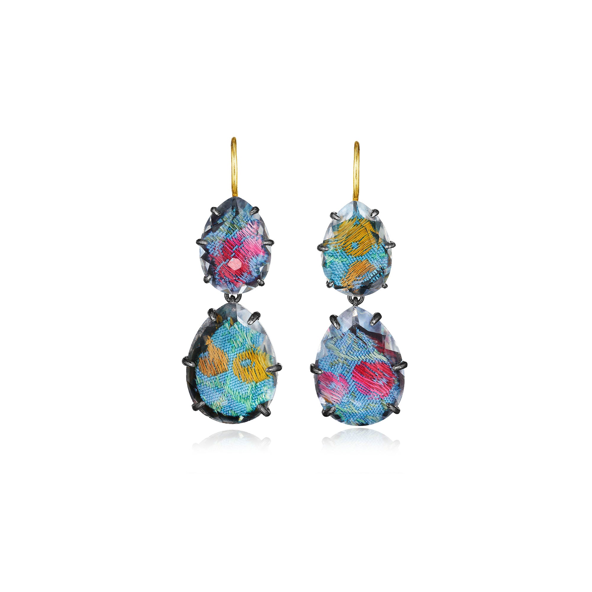 Tapestry Caterina Large Double Drop Earrings (Black Rhodium or Yellow Gold Wash)