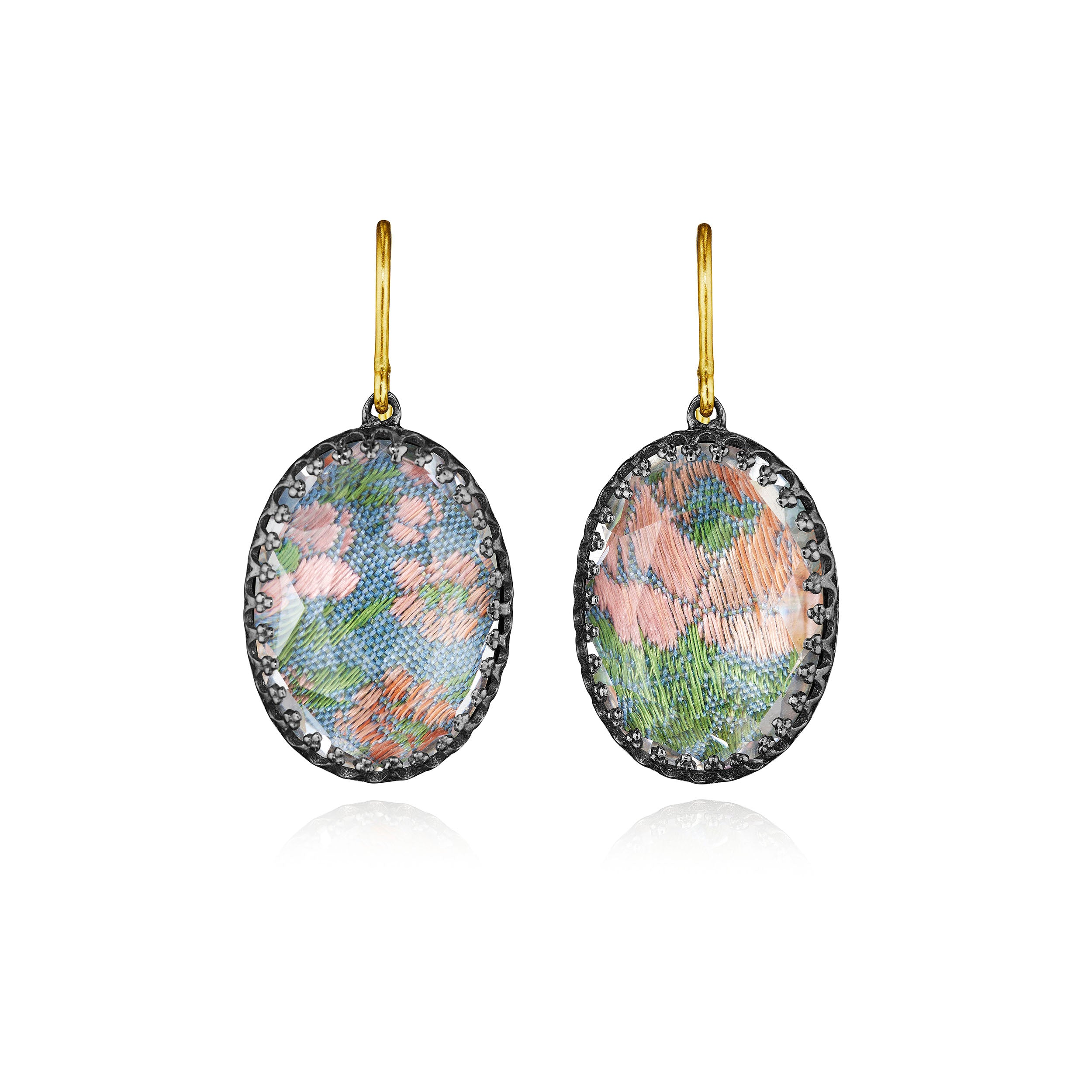 Tapestry Lily 1-Drop Earrings (Black Rhodium or Yellow Gold Wash)