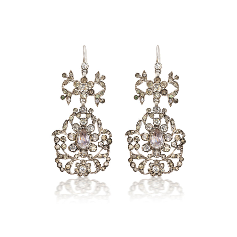 Antique Regency silver and paste pendant earrings, ca 1830