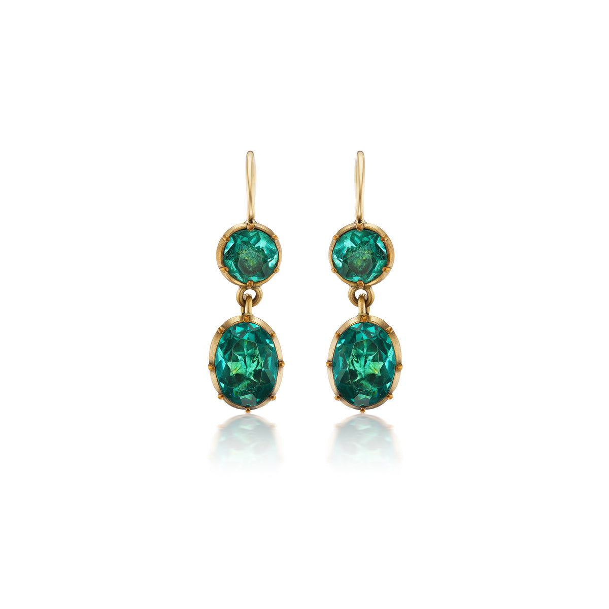Antique Georgian green paste double-drop earrings, ca 1800