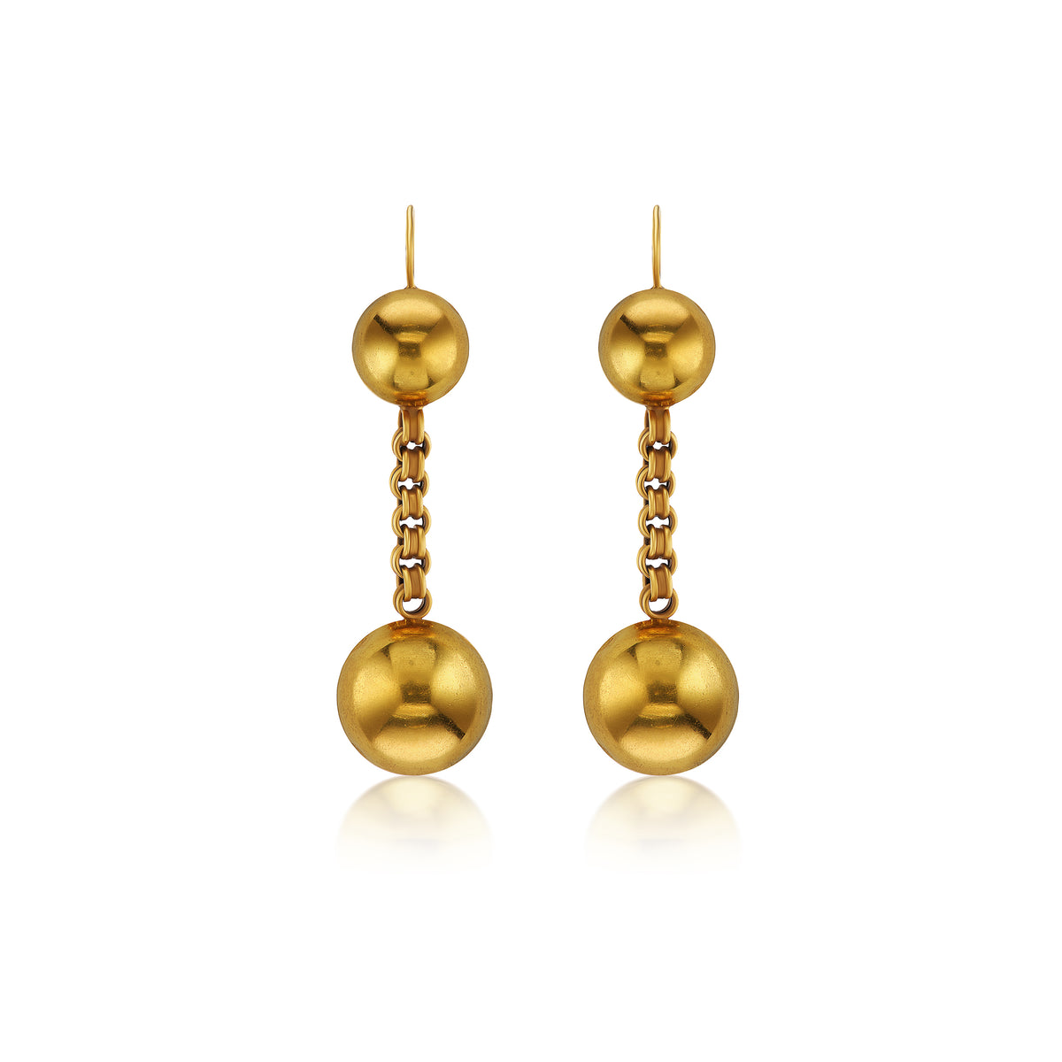 Antique Revival gold drop earrings, ca 1875