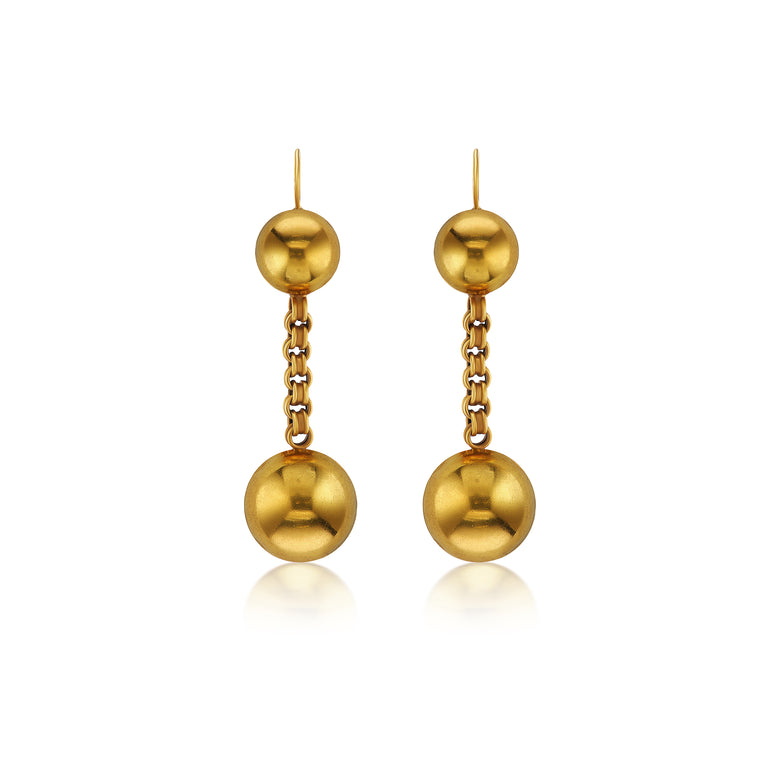 Antique Revival gold drop earrings, ca 1875