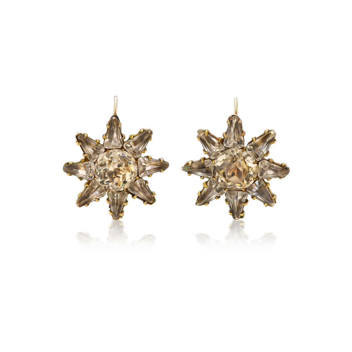 Antique Georgian star-shaped drop earrings, ca 1800