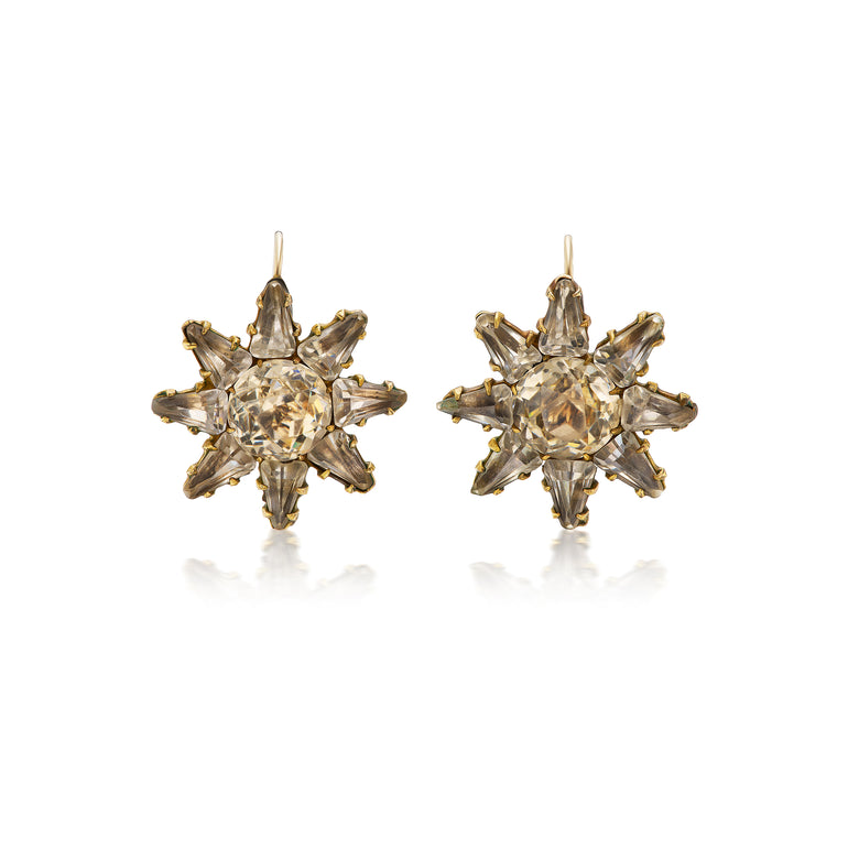 Antique Georgian star-shaped drop earrings, ca 1800