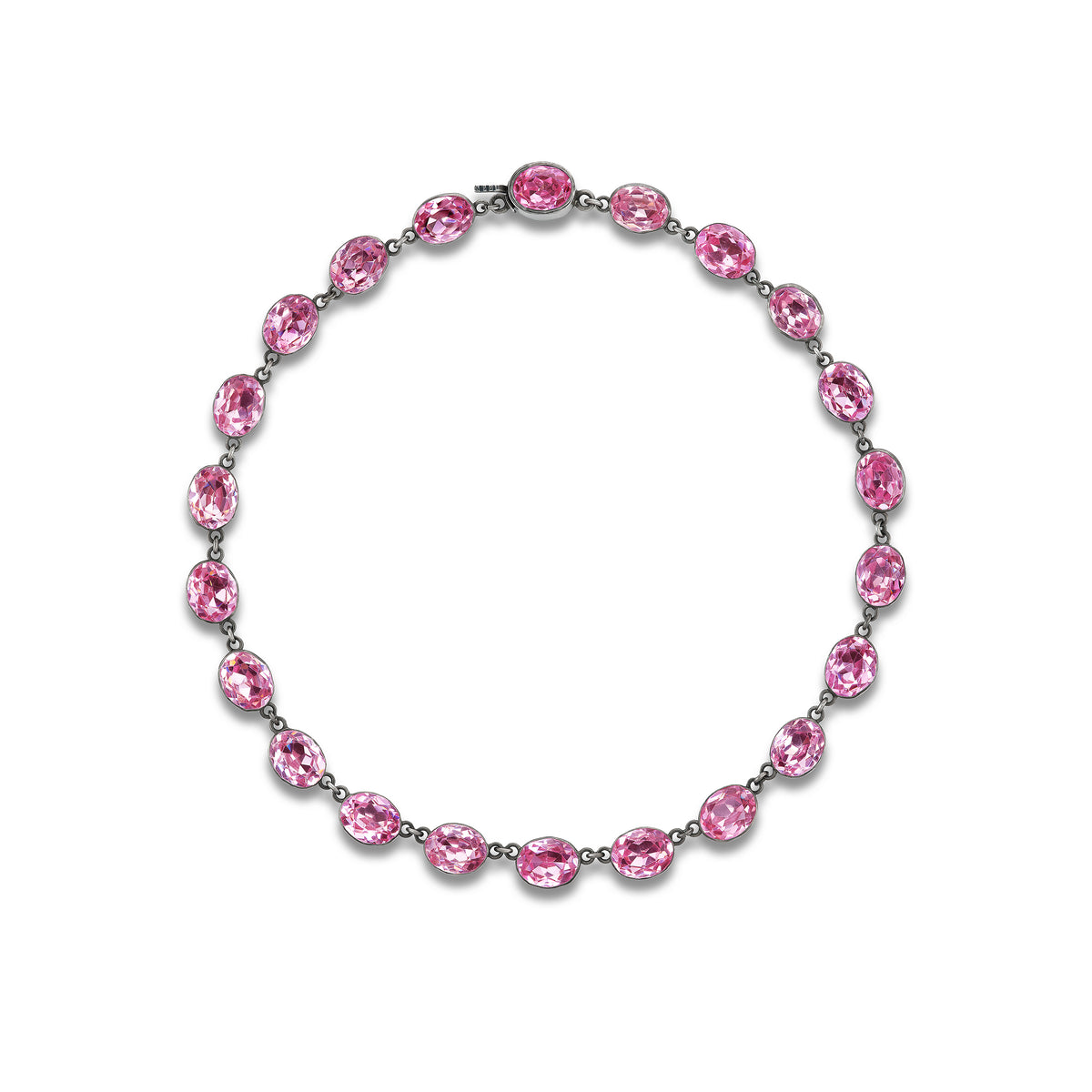 Antique Victorian pink paste rivière necklace, ca 1860