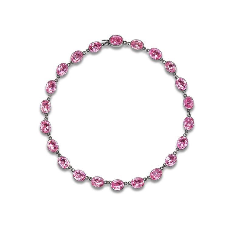 Antique Victorian pink paste rivière necklace, ca 1860