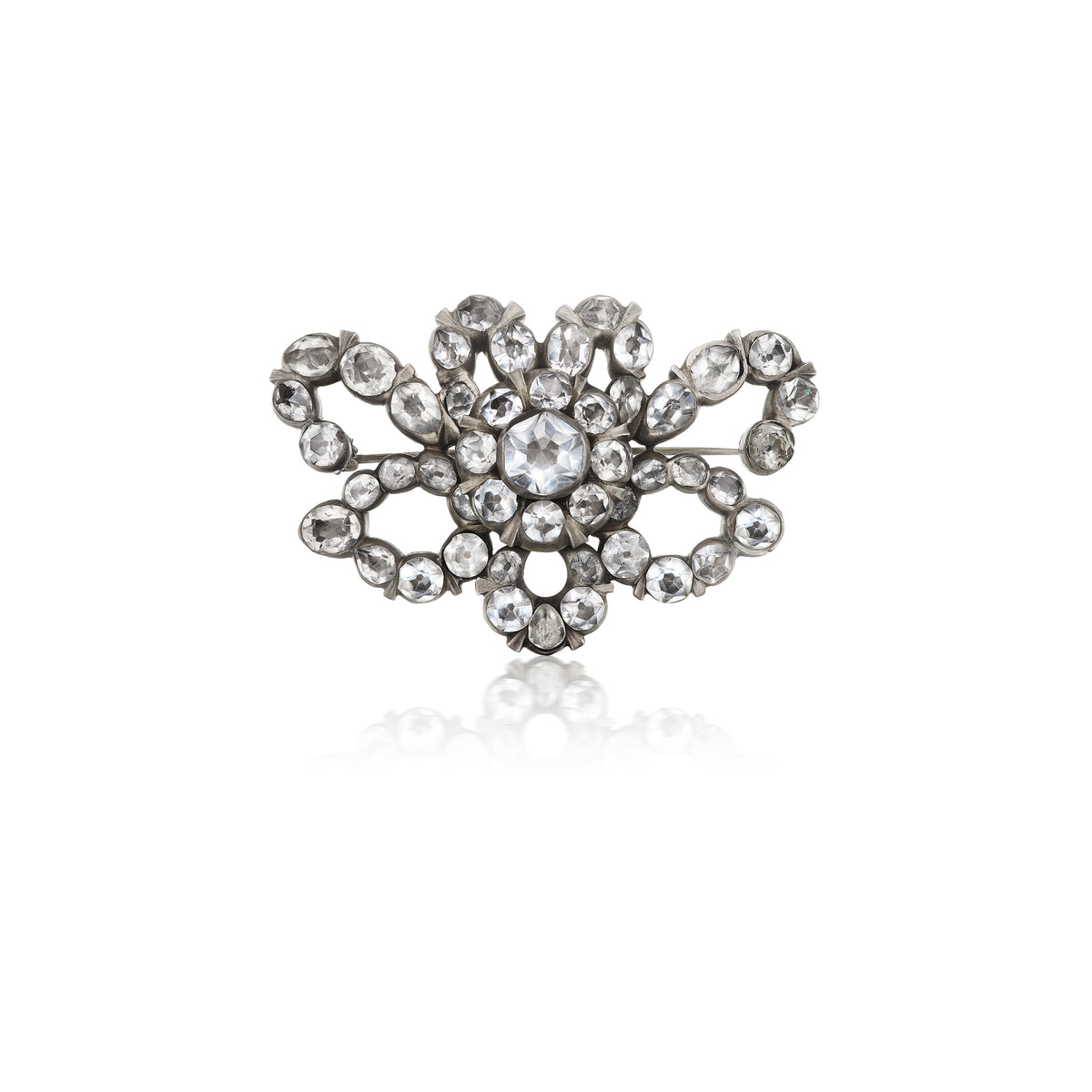 Antique Georgian paste bow brooch, ca 1760, front view