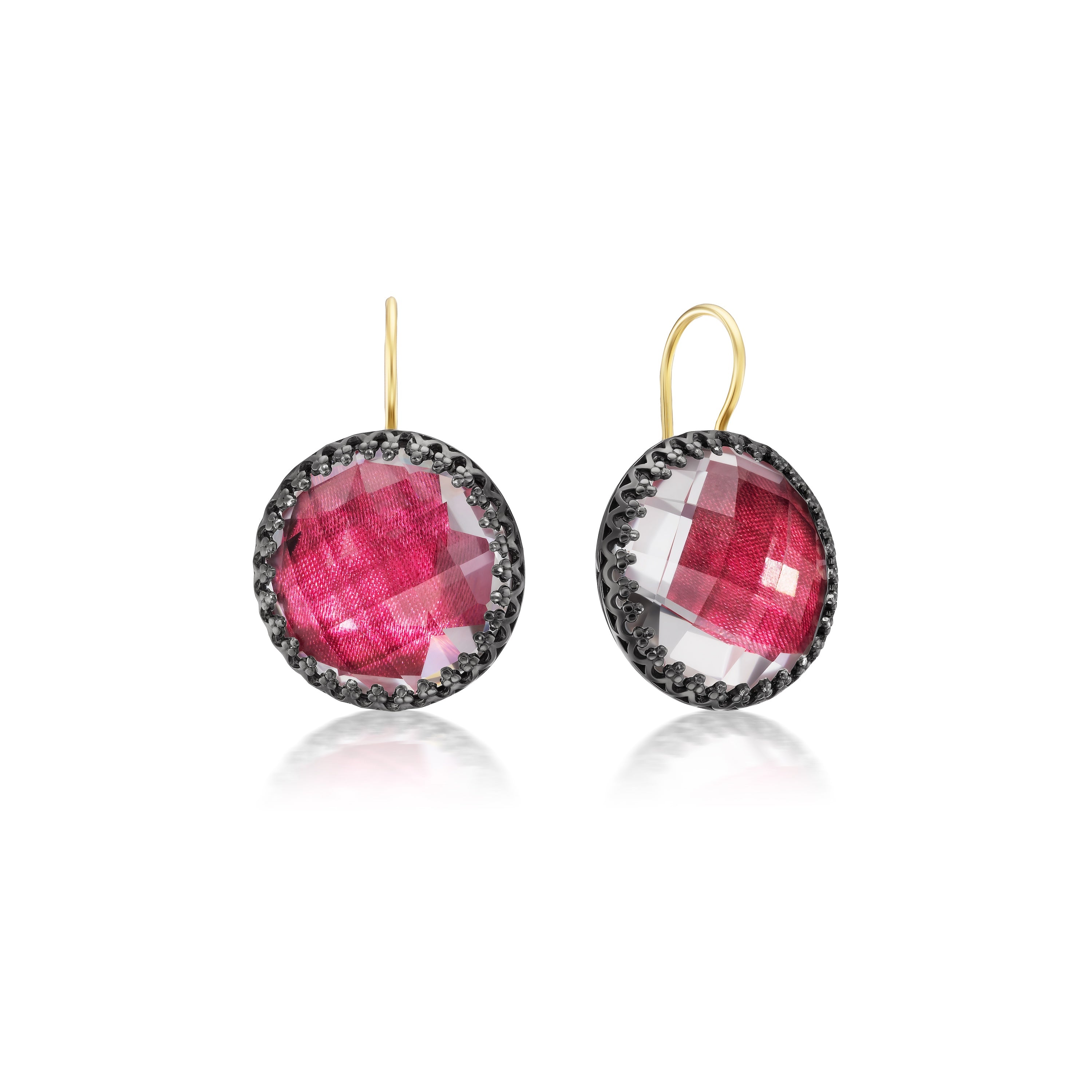 Olivia Button Earrings (Black Rhodium, Yellow, or Rose Gold Wash)