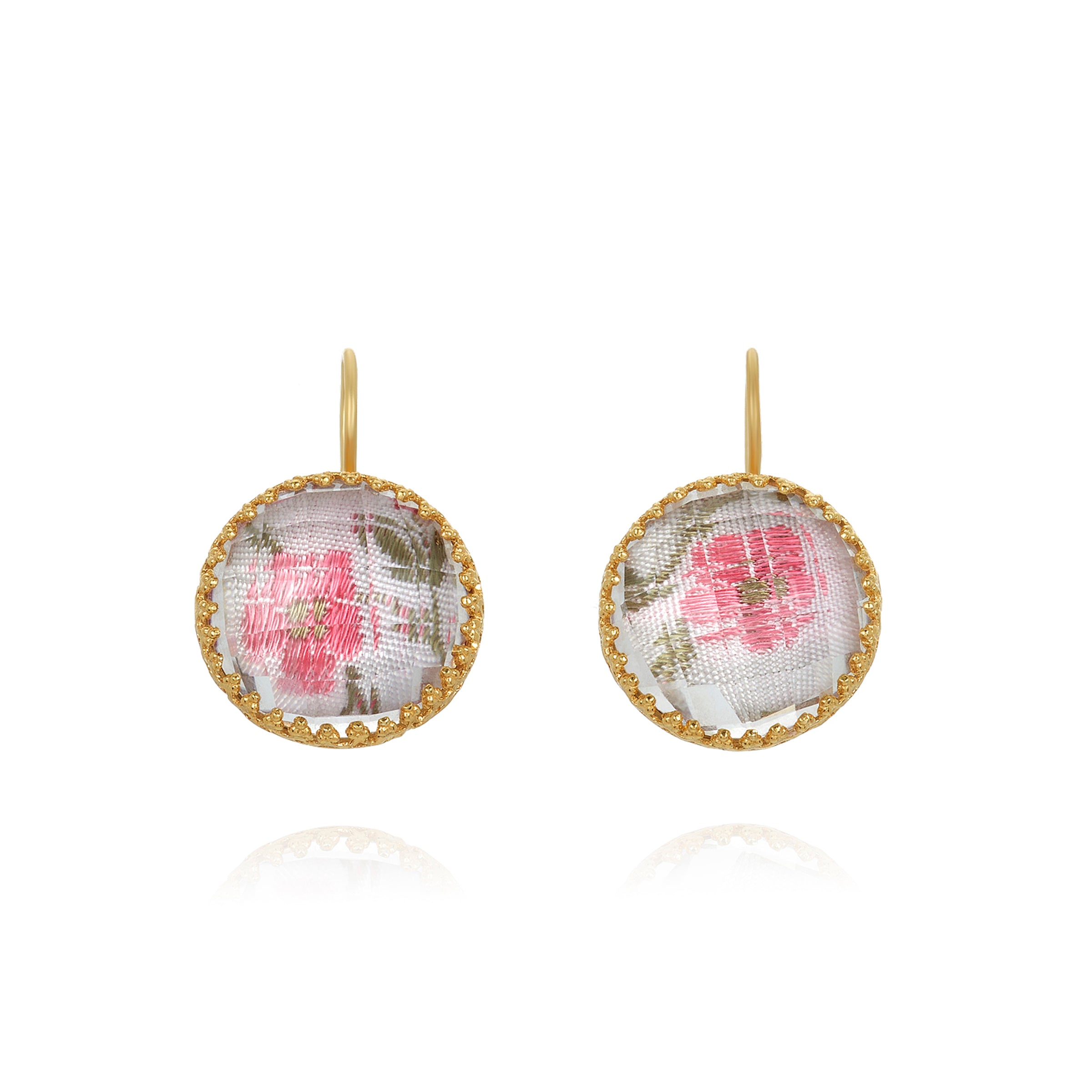 The Ribbon Collection Olivia Button Earrings (Yellow Gold Wash)
