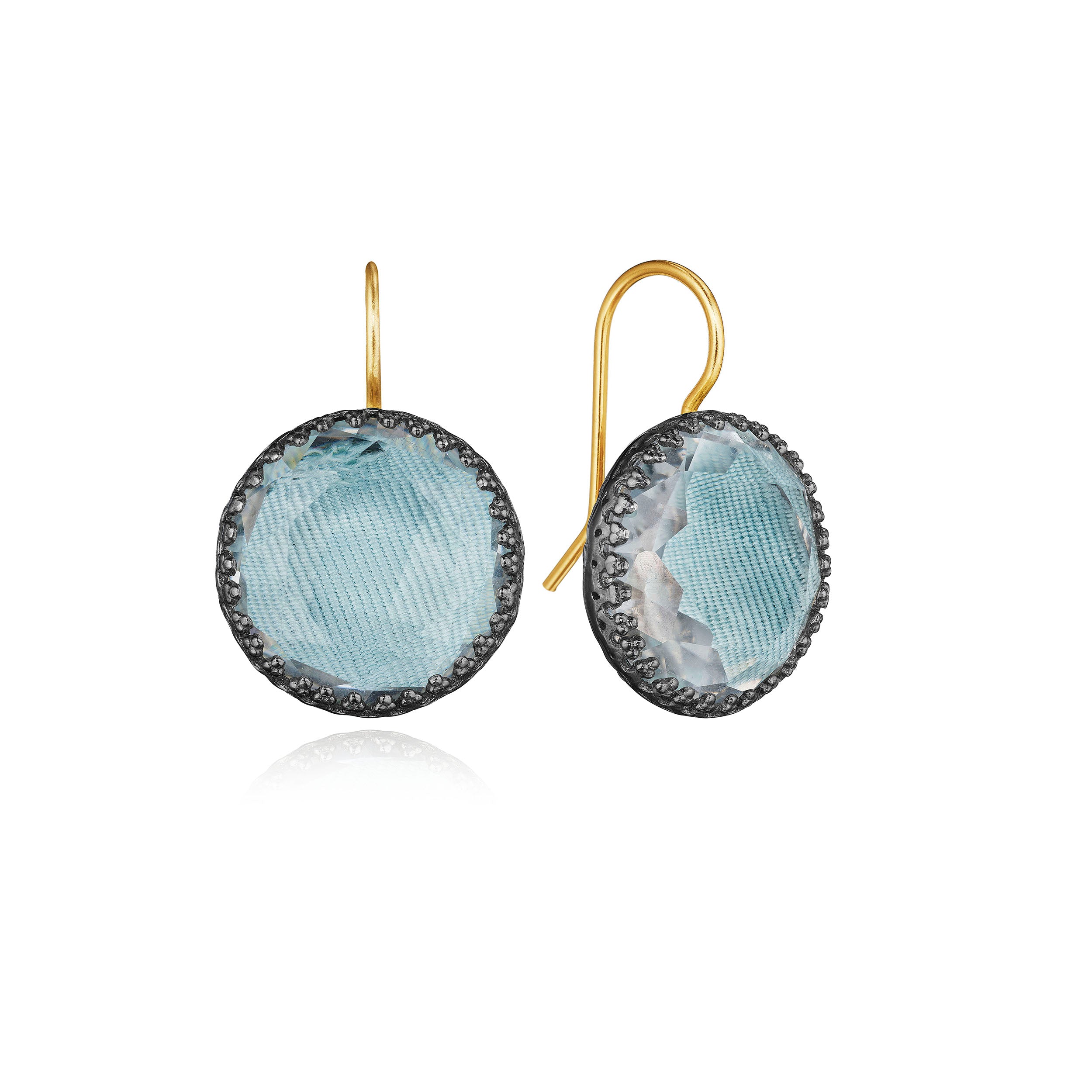 Moiré Olivia Button Earrings (Black Rhodium or Yellow Gold Wash)