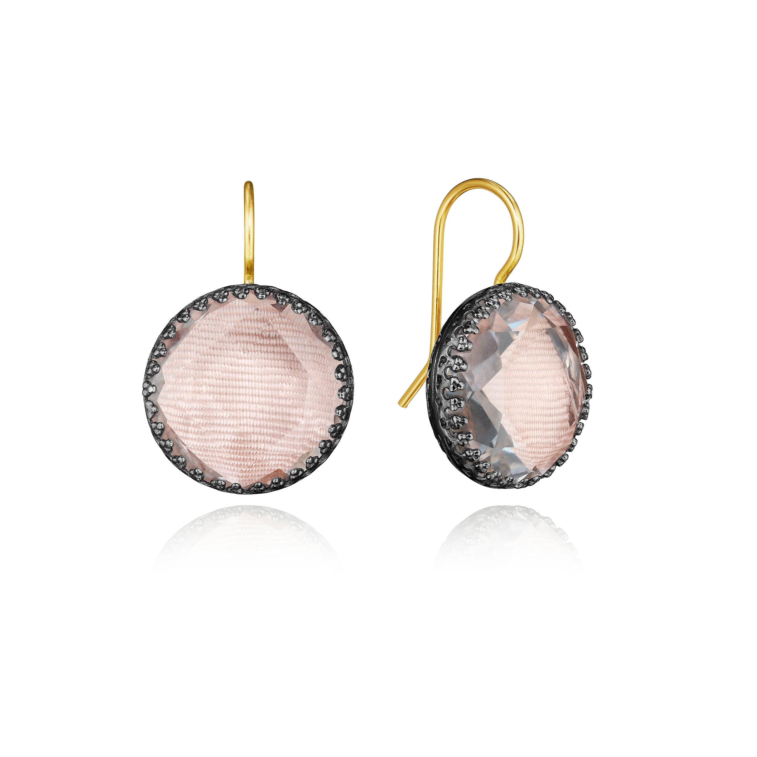 Moiré Olivia Button Earrings (Black Rhodium or Yellow Gold Wash)