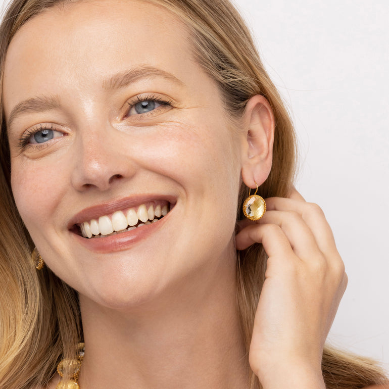 Olivia Button Earrings (Black Rhodium, Yellow, or Rose Gold Wash)