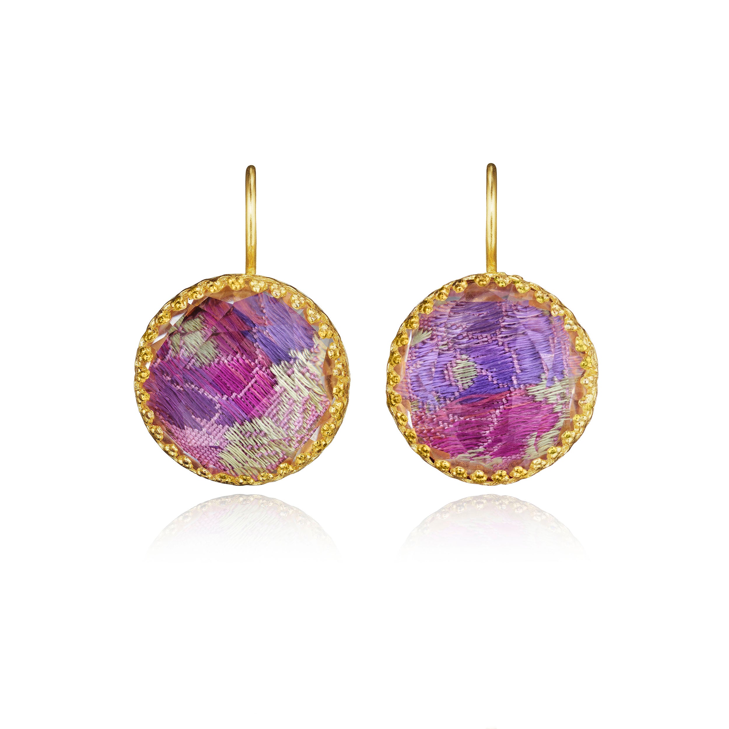 Tapestry Olivia Button Earrings (Black Rhodium or Yellow Gold Wash)