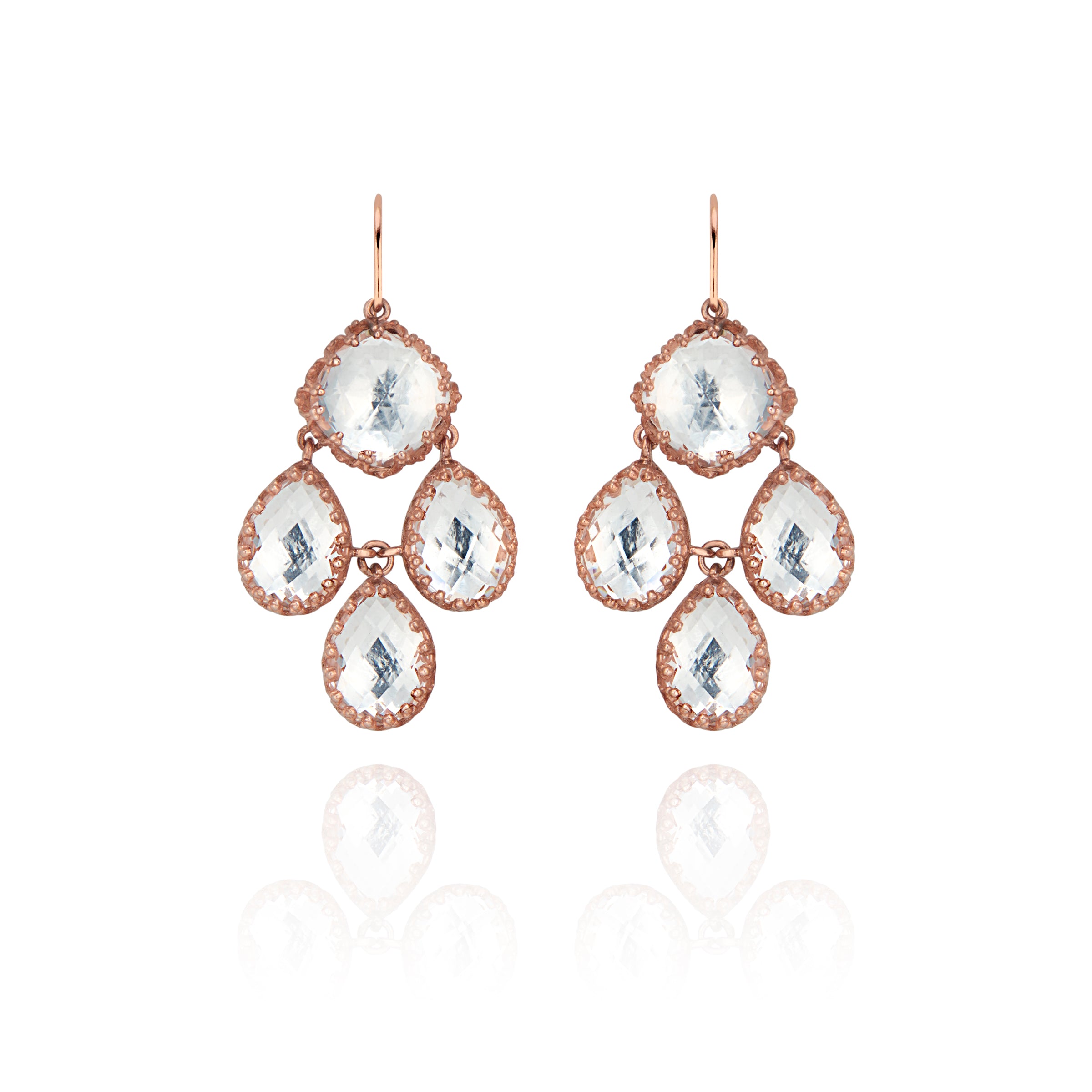 Antoinette Girandole Earrings on Wire (Yellow or Rose Gold Wash)