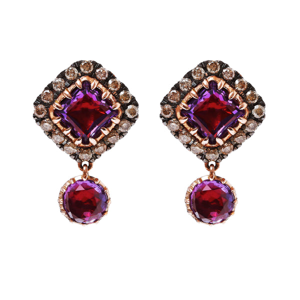 Caprice Pavé Cushion Earring With Round Drop