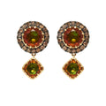 Caprice Pavé Round Earring With Cushion Drop