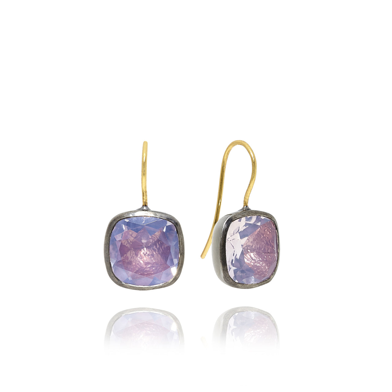 Luzia Button Earrings in Lavender Moon Quartz