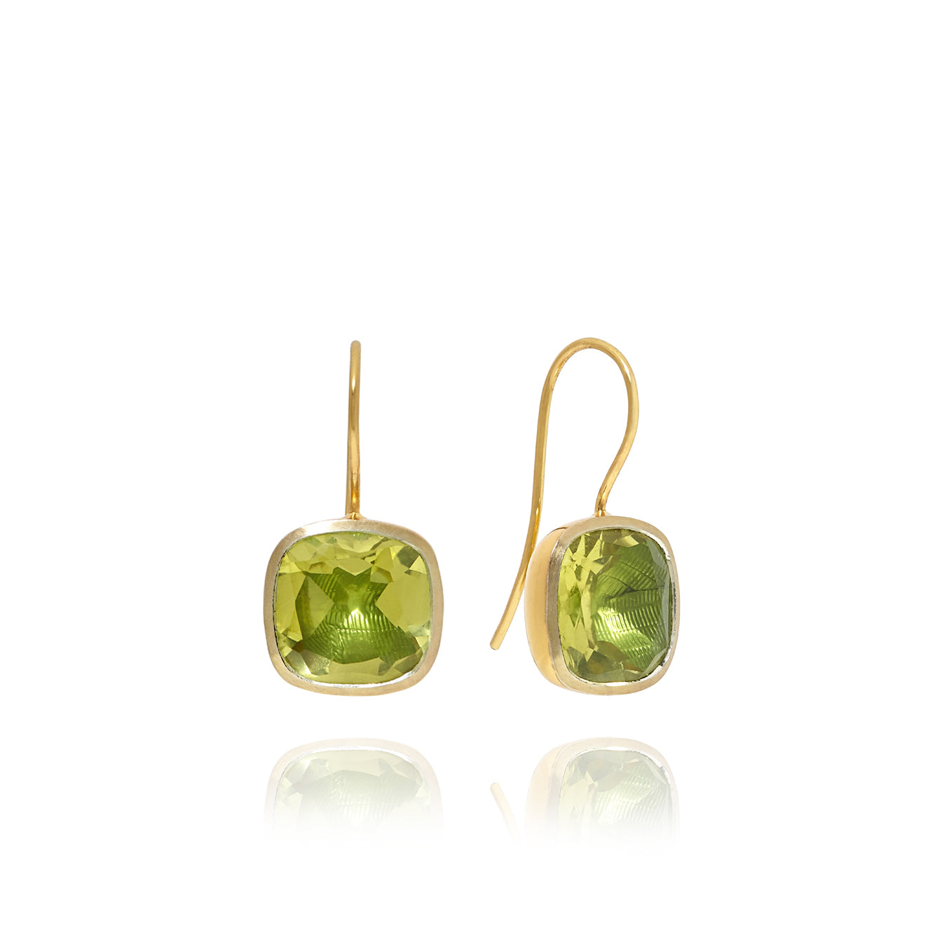 Luzia Button Earrings in Lemon Quartz (14k Gold)