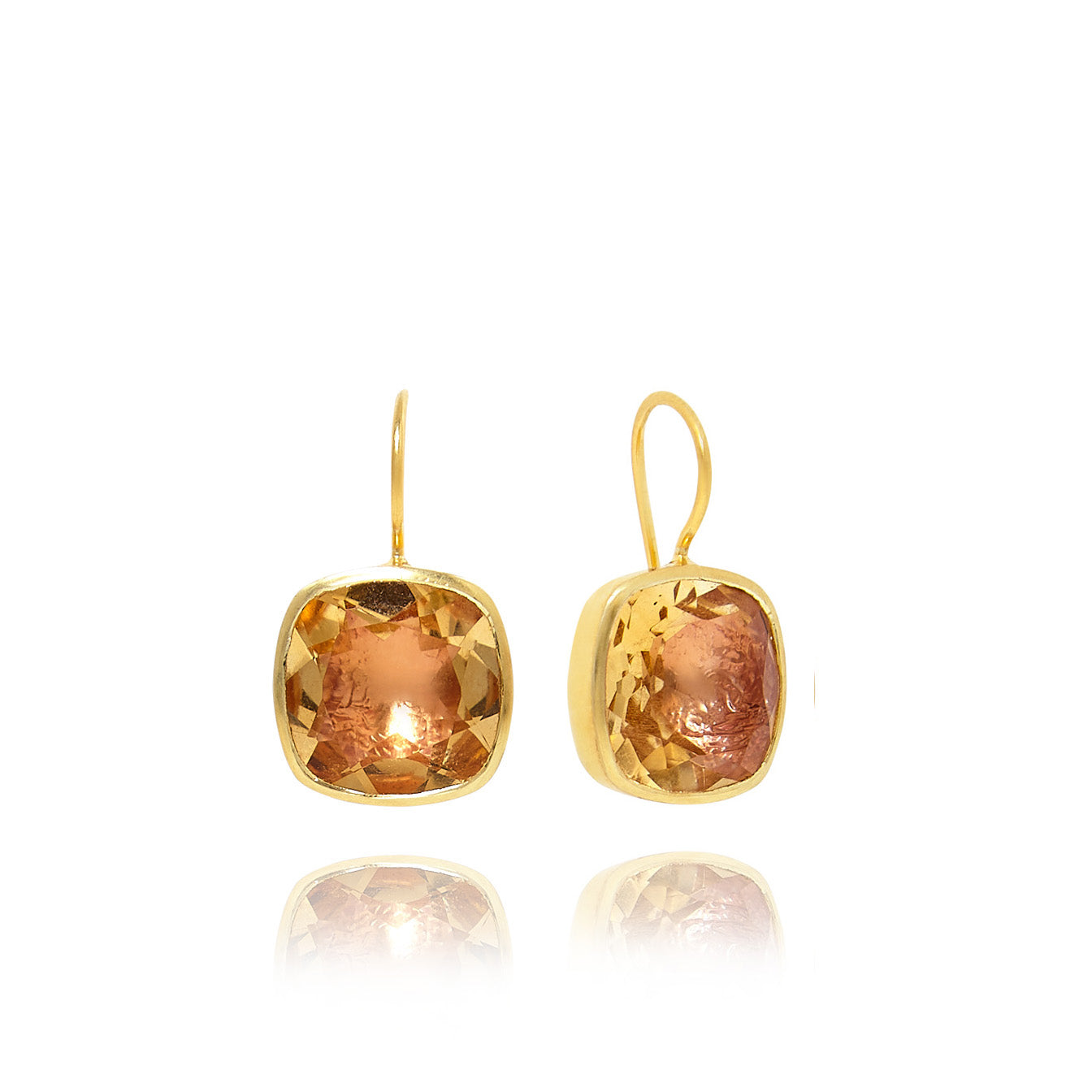 Luzia Button Earrings in Citrine (14k Gold)