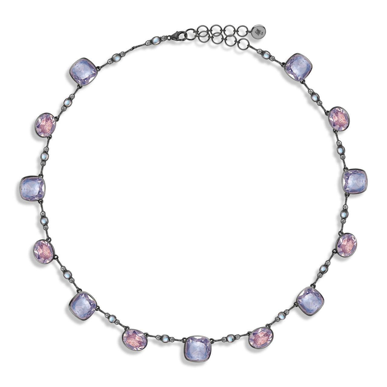 Luzia Cushion Oval Necklace in Lavender Moon Quartz