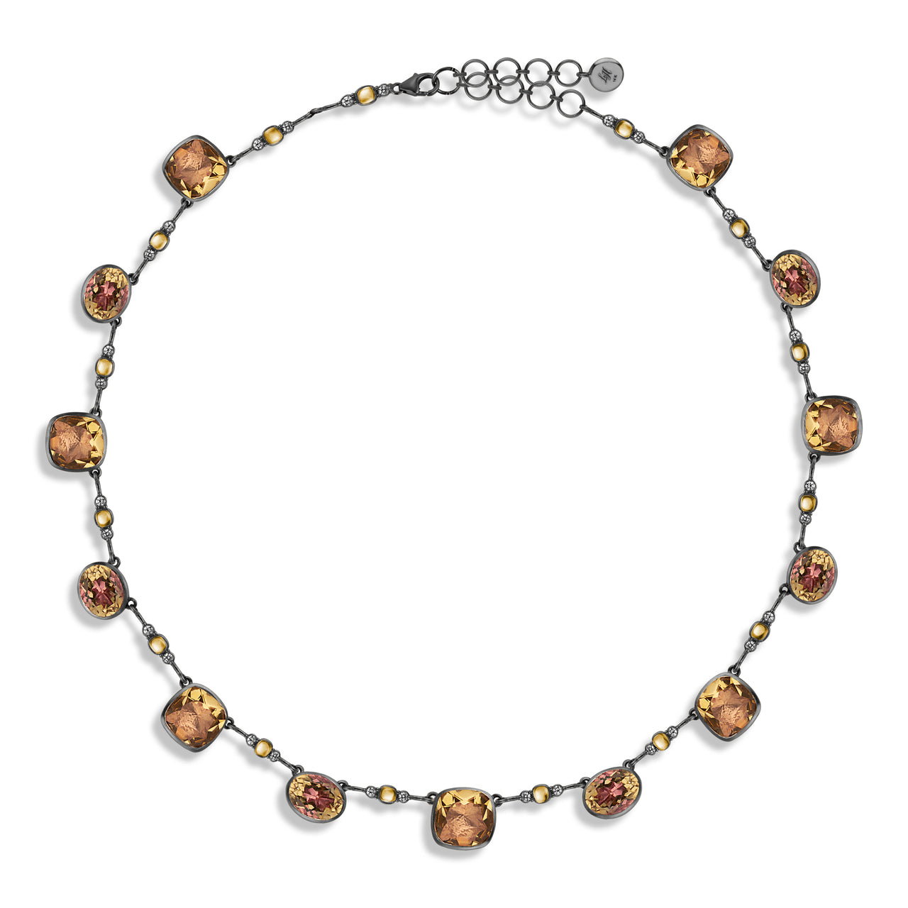 Luzia Cushion Oval Necklace in Yellow Citrine
