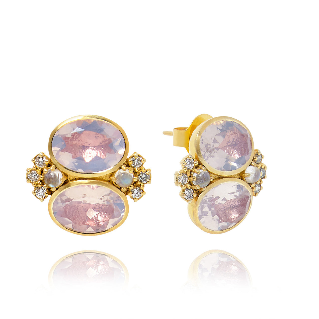Luzia Dama Cluster Earrings in Lavender Moon Quartz & 14k Gold