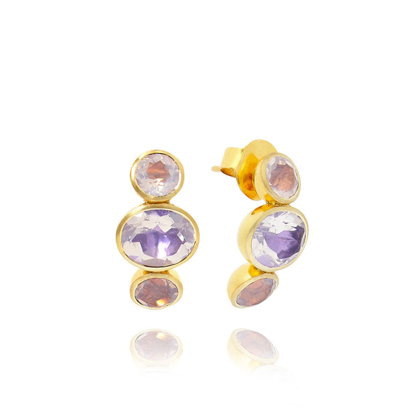 Luzia Demi-Hoop Earrings in Lavender Moon Quartz & 14k Gold