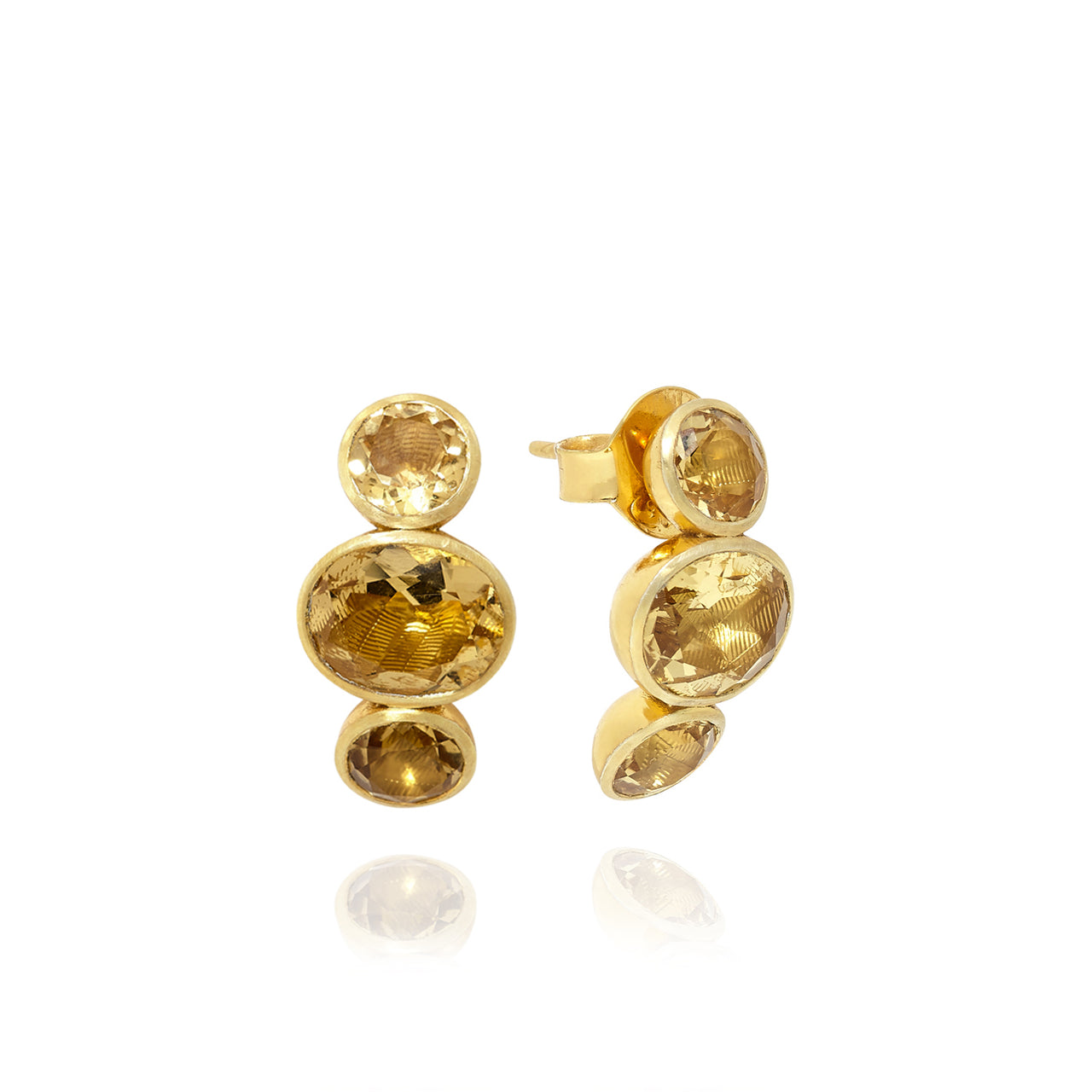 Luzia Demi-Hoop Earrings in Yellow Citrine & 14k Gold
