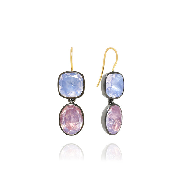 Luzia Cushion Oval Double Drop Earrings in Lavender Moon Quartz