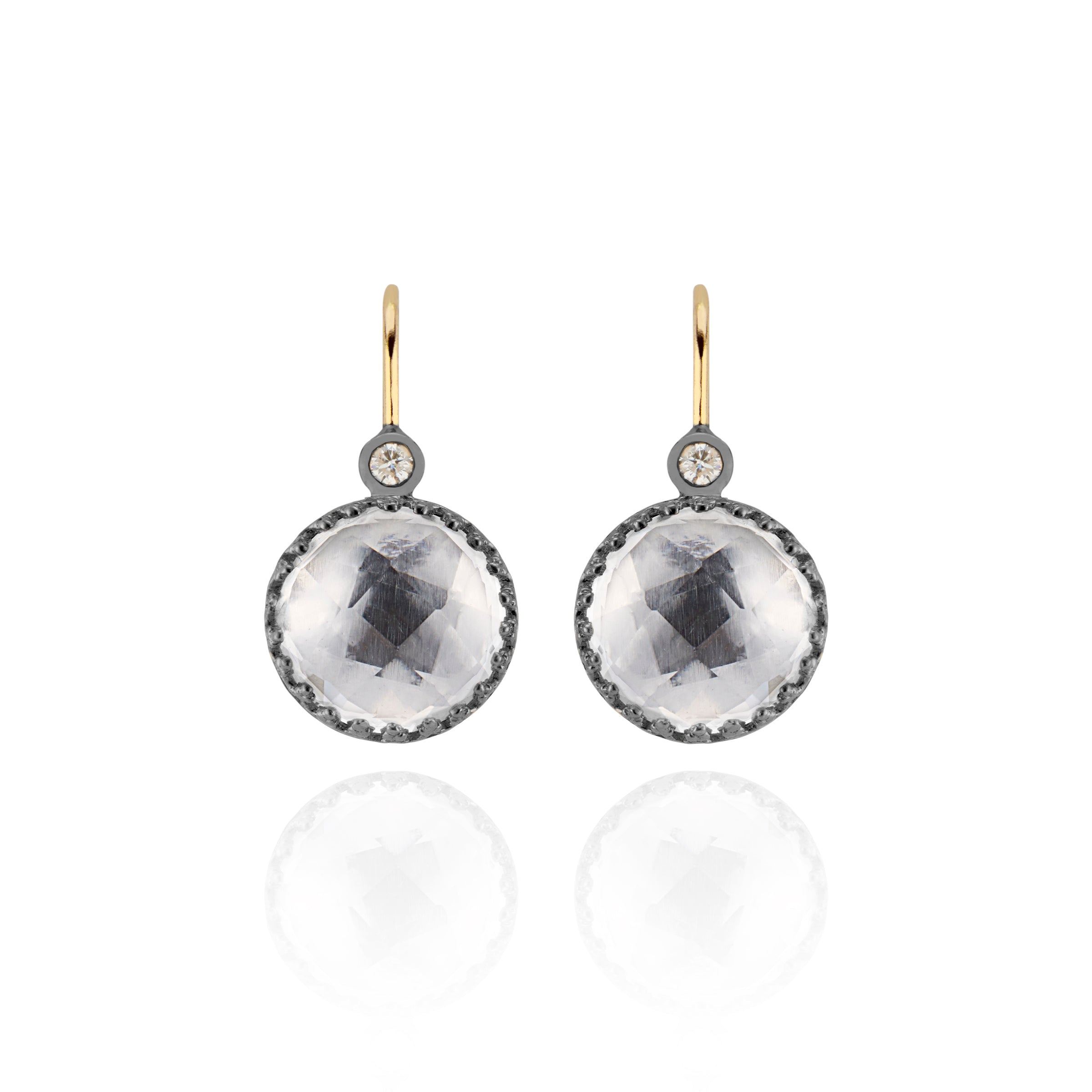 Small Olivia Button Diamond Earrings (Black Rhodium Wash)