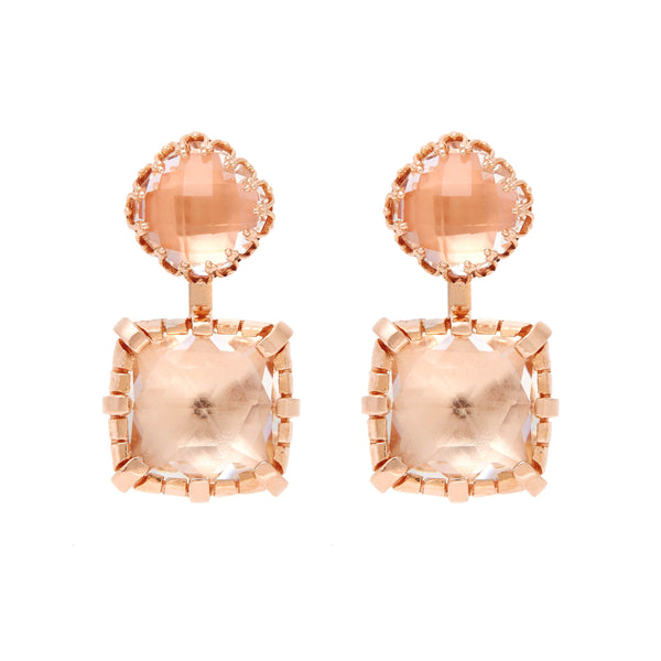 Sadie Front/Back Cushion Earrings With Cushion Drop