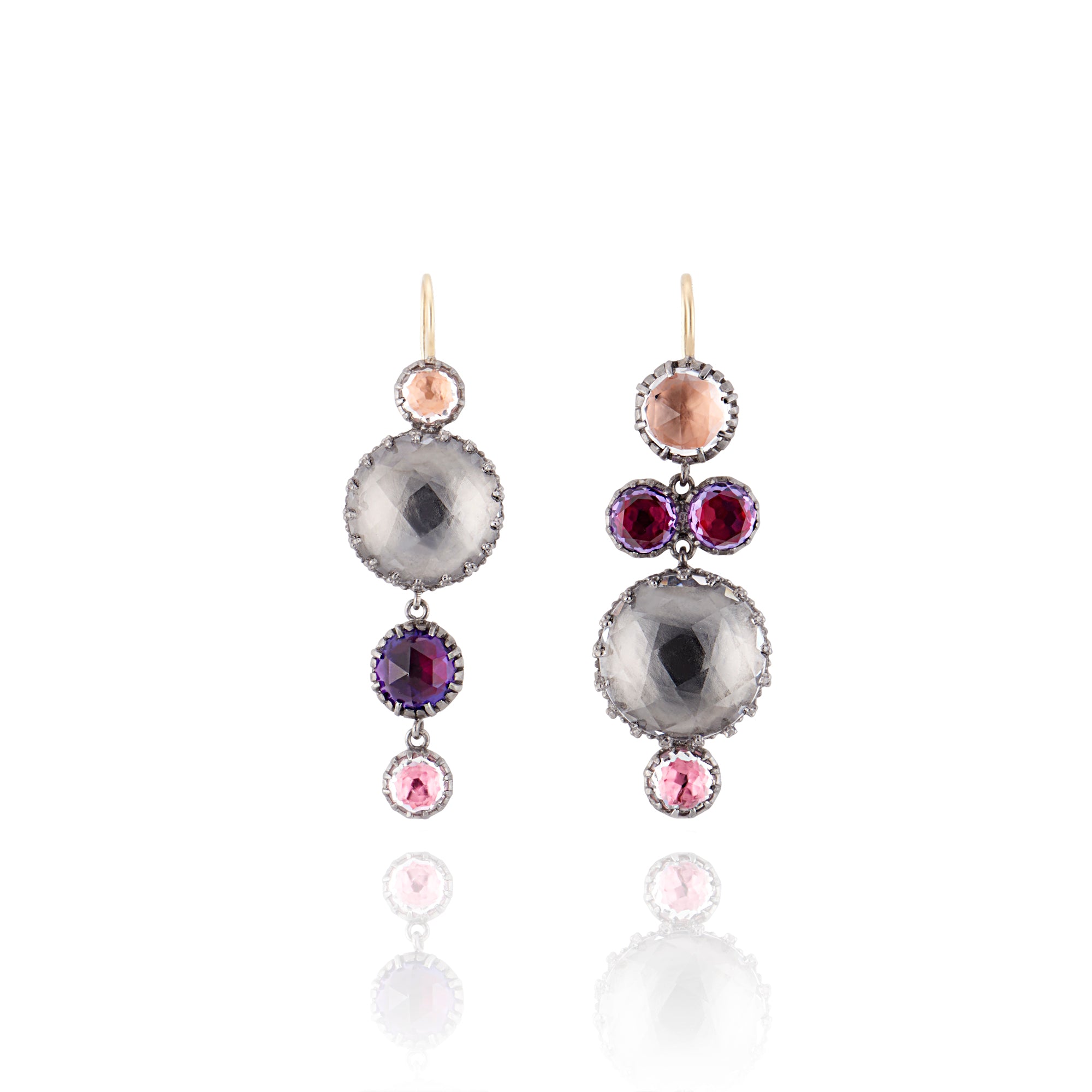 Sadie Mis-Matched Bubble Earrings (Black Rhodium or Rose Gold Wash)